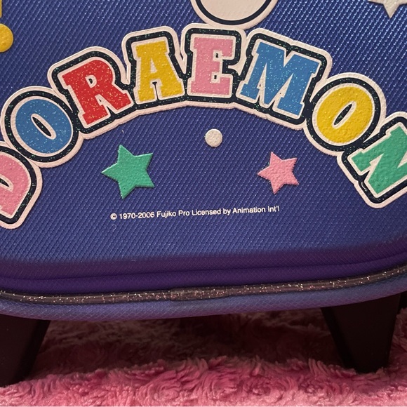 Y2k Doraemon kawaii Japanese cartoon character dark blue sparkle roll backpack - Picture 8 of 8